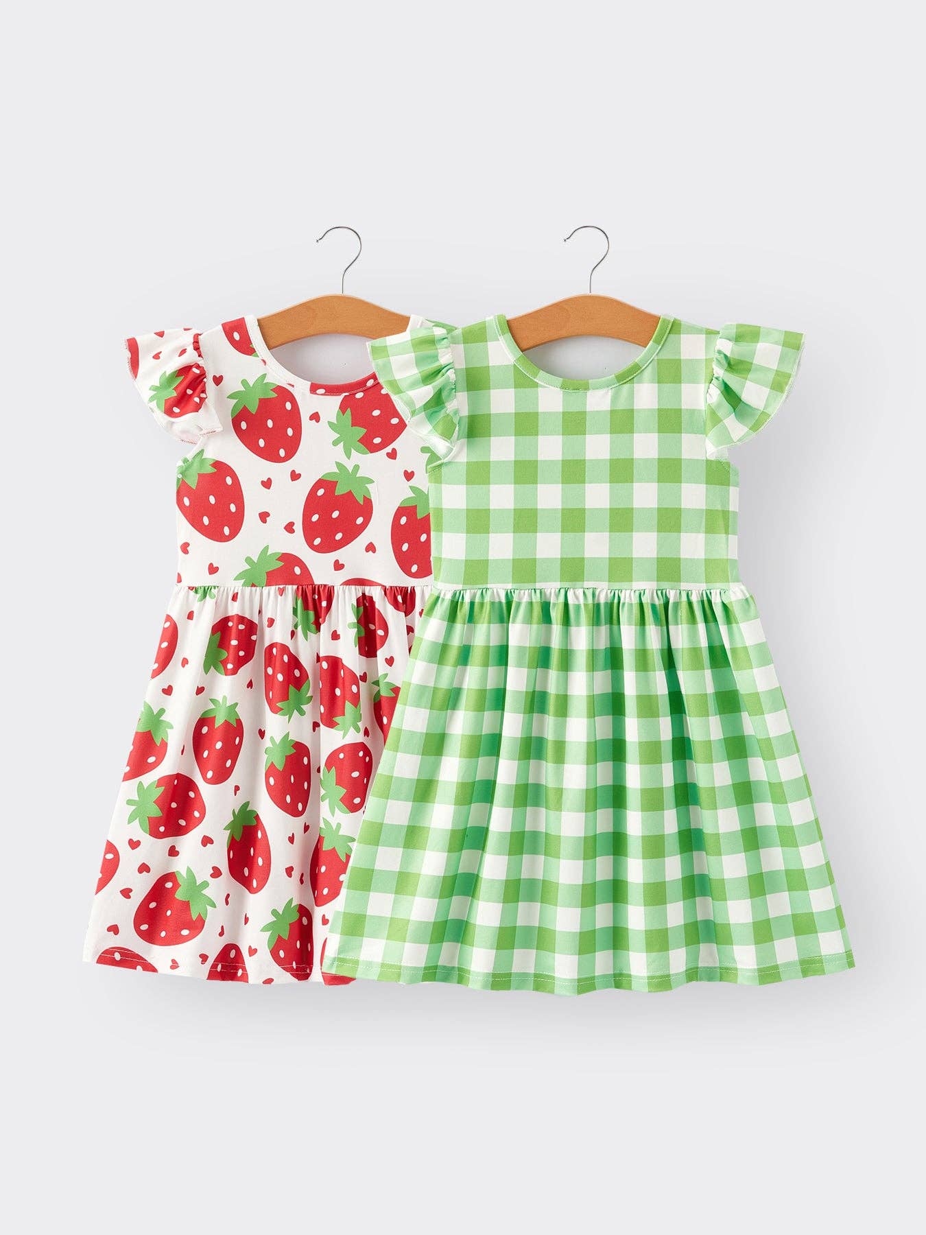Rylee Faith Designs - Girls Strawberry Plaid Print Dress 2-piece Set