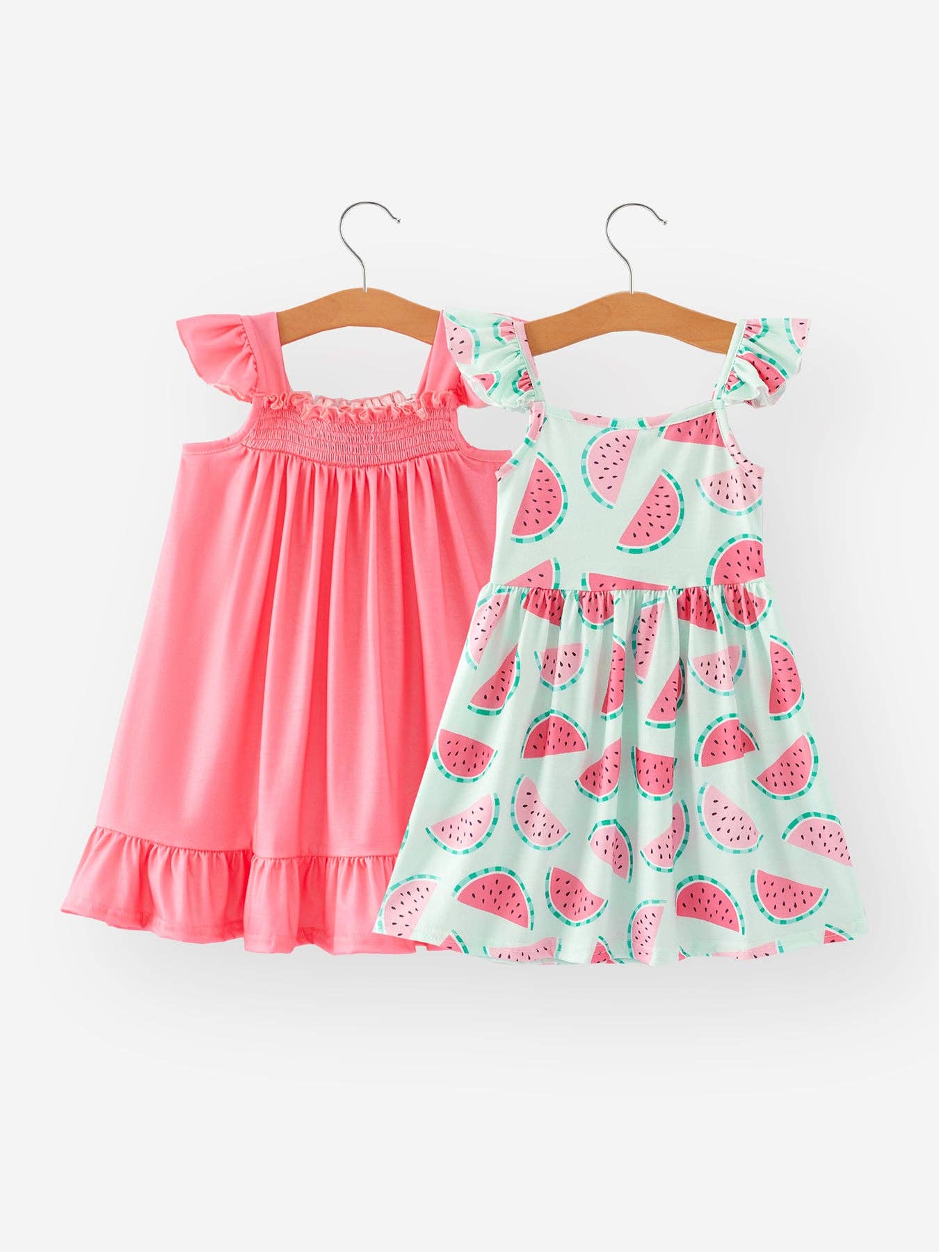 Rylee Faith Designs - Summer Girls Watermelon Ruffle Slip Dress Two-piece Set