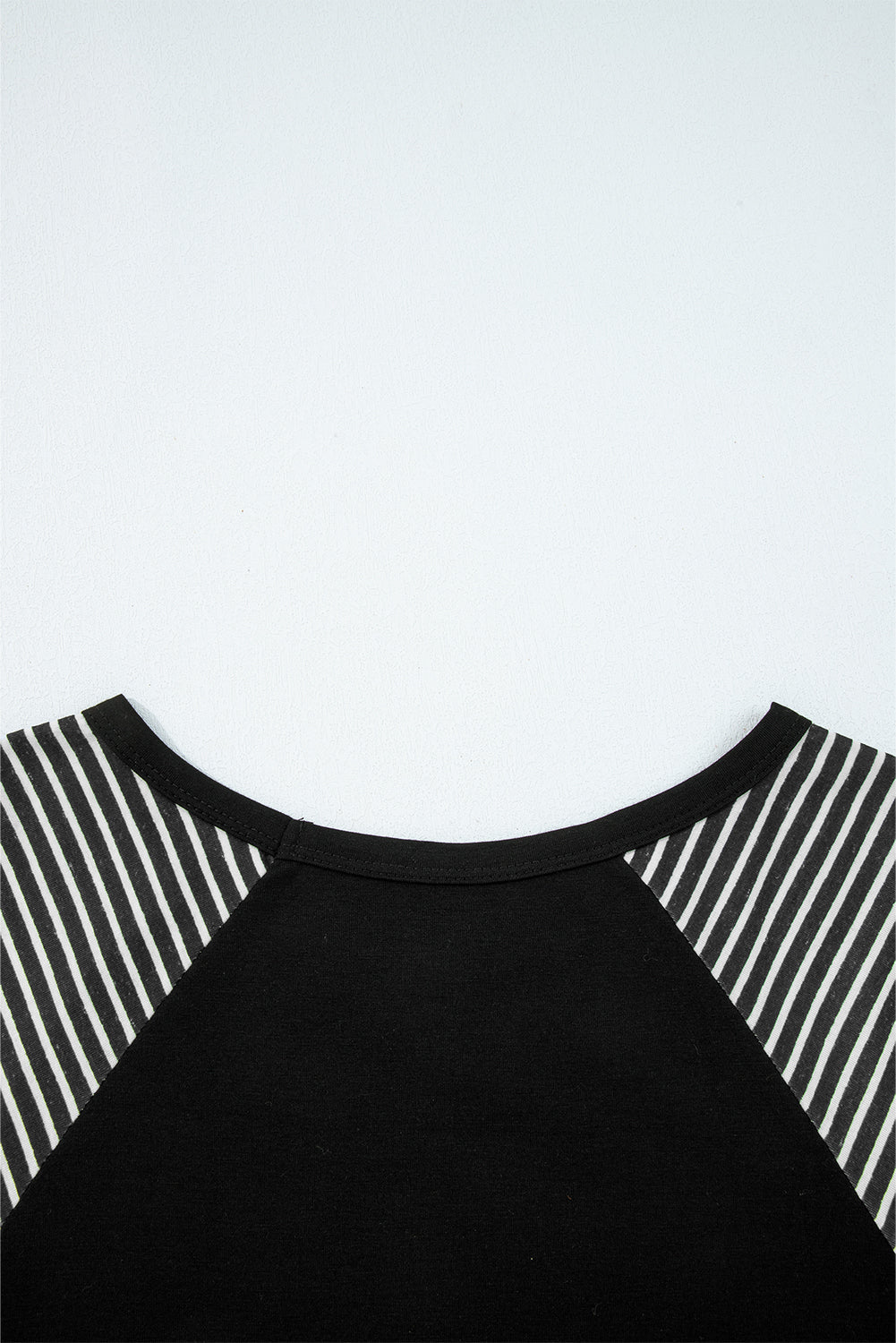 Black Contrast Print Striped Raglan Long Sleeve Loose Top