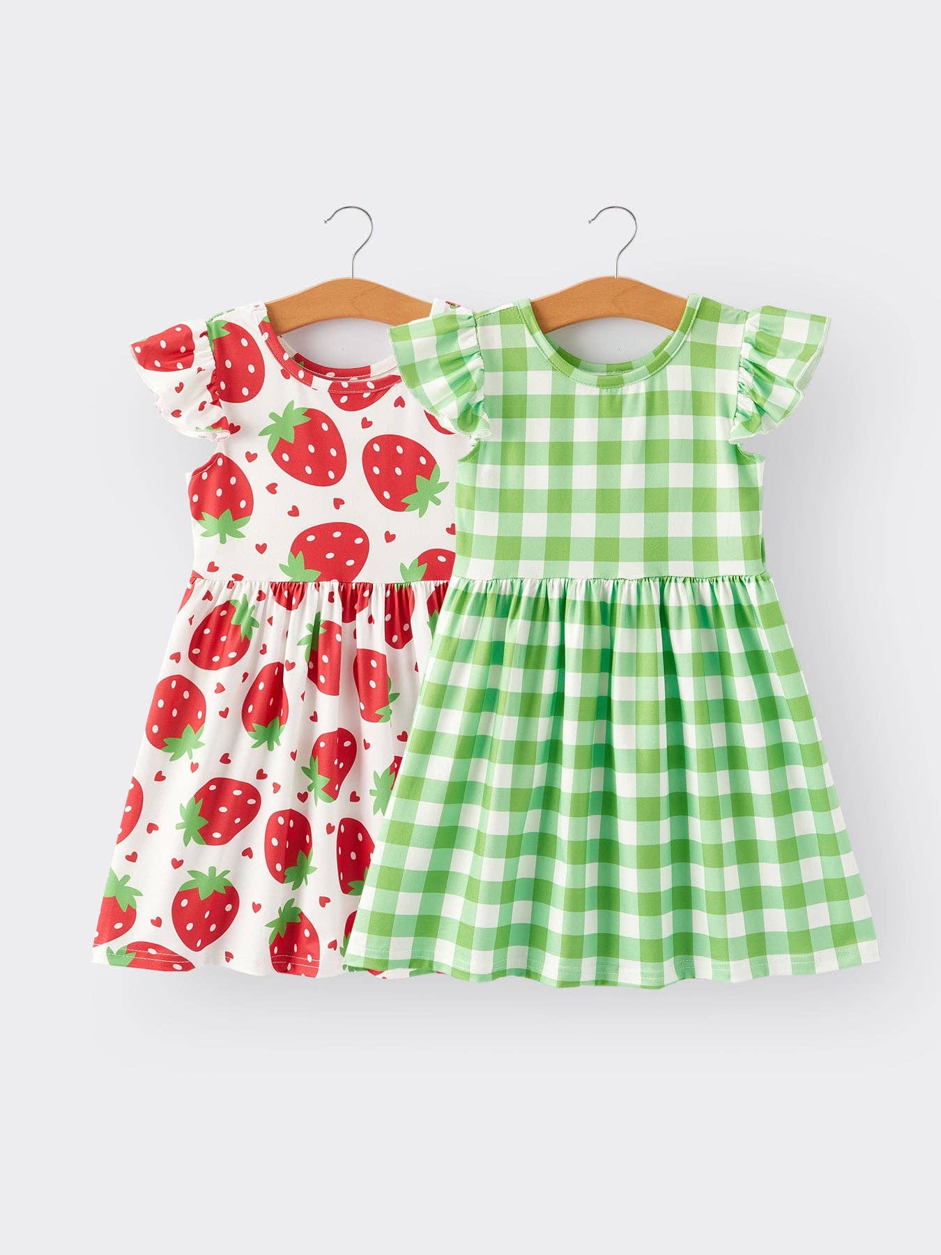 Rylee Faith Designs - Girls Strawberry Plaid Print Dress 2-piece Set