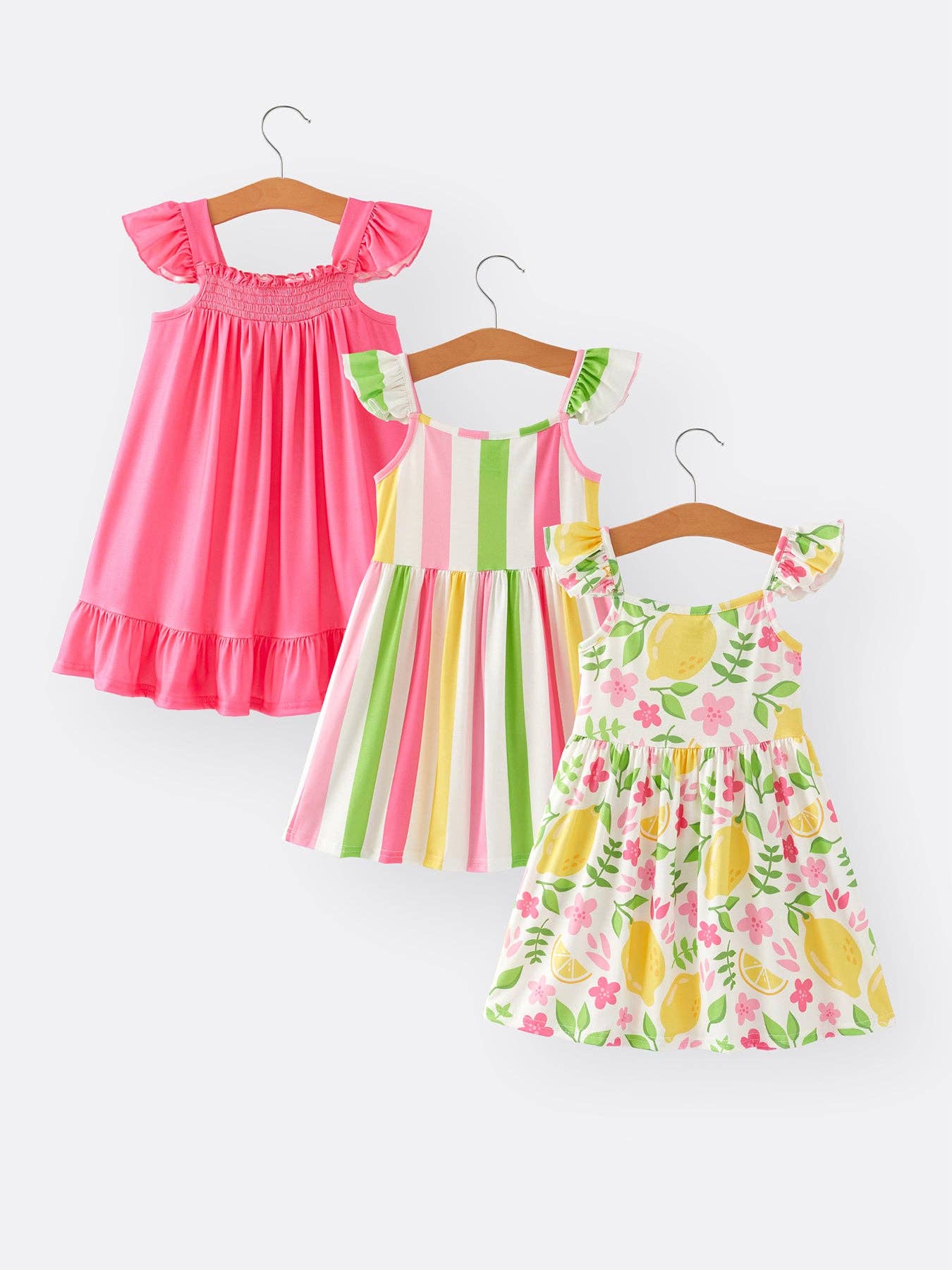 Rylee Faith Designs - Girls Lemon Stripe Dress 3-piece Set