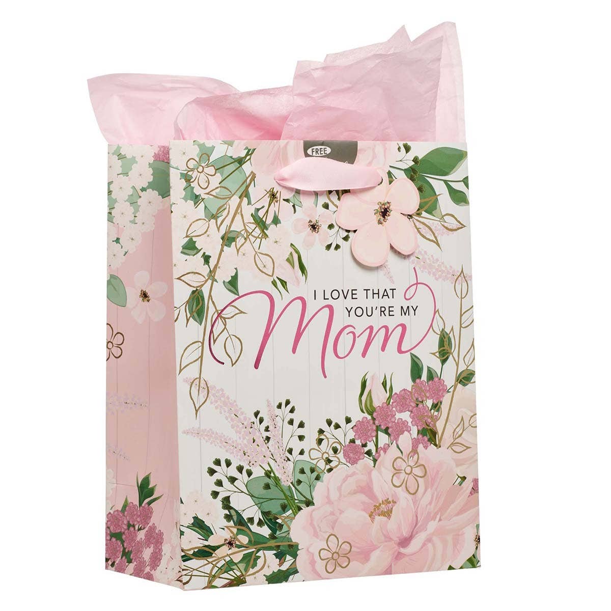 Christian Art Gifts - Gift Bag MD Pink I Love That You're My Mom