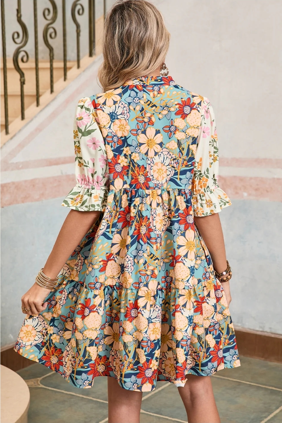 Boho flower print dress