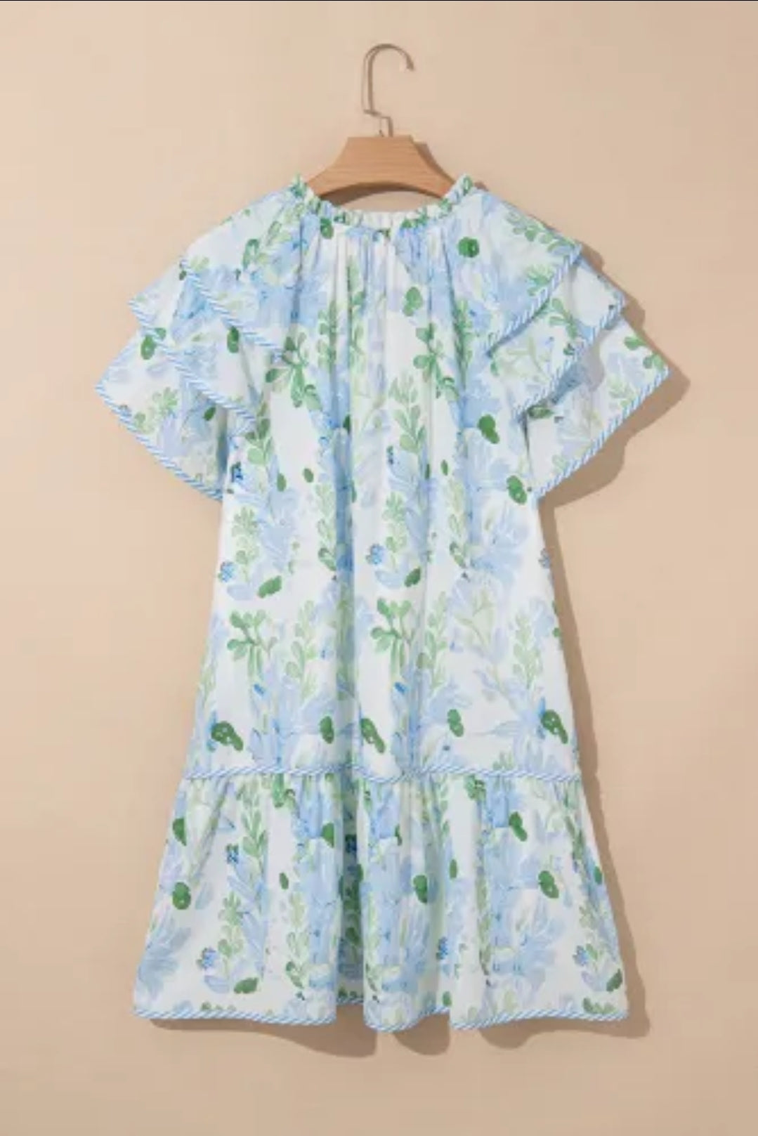 Floral Flutter Sleeve Tie Front mini dress