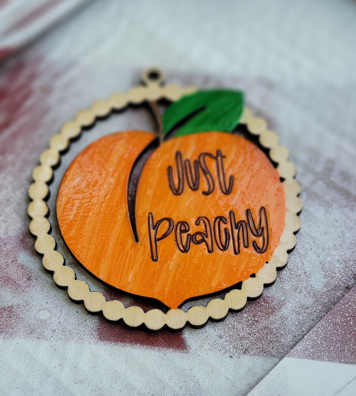 Peaches bag tag/car rearview