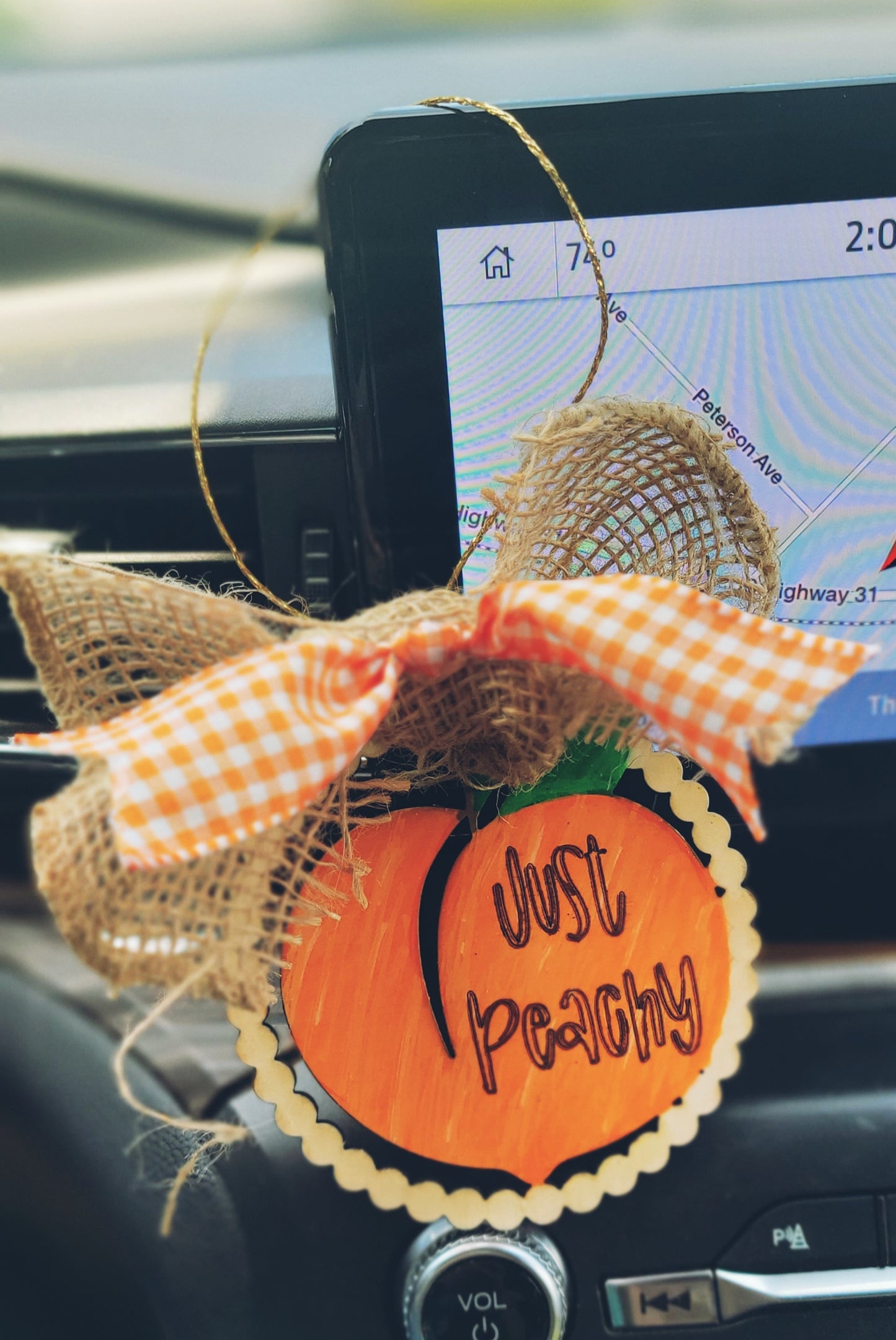 Peaches bag tag/car rearview