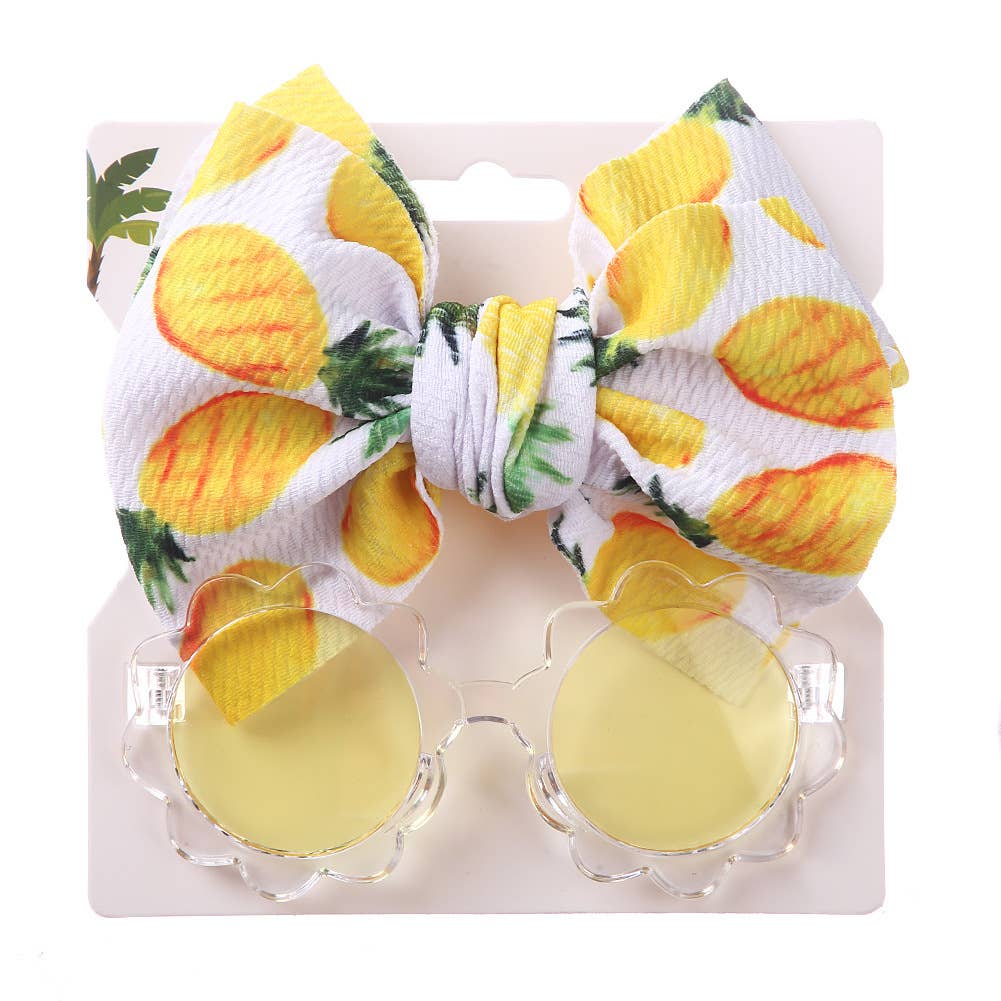 Little Trendy - Citeus Baby Girl summer sea Sunglasses and floral Headband Set: One Size / 6