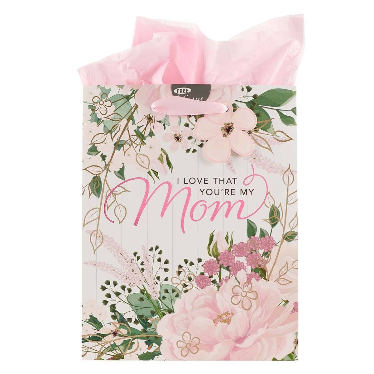 Christian Art Gifts - Gift Bag MD Pink I Love That You're My Mom