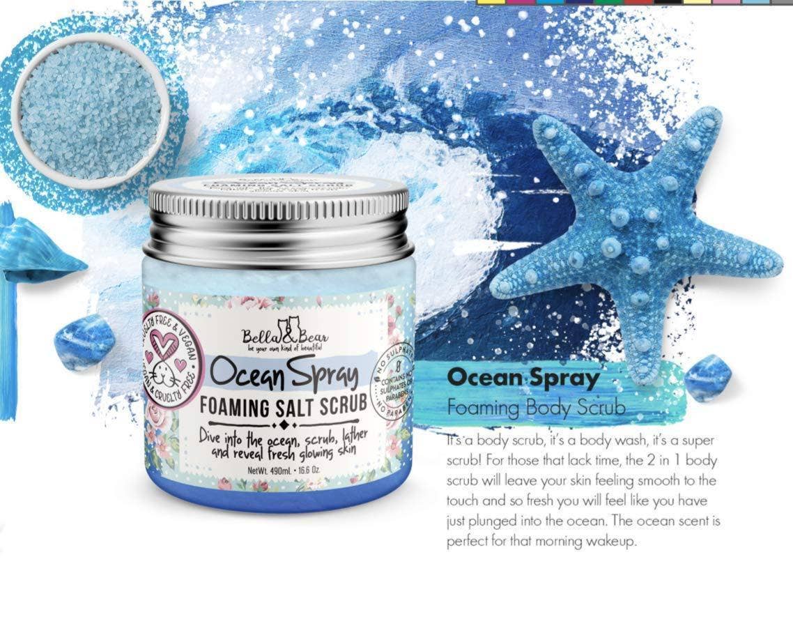 Bella & Bear - Ocean Spray Salt Scrub Exfoliator, Travel Size Mini 3.4oz