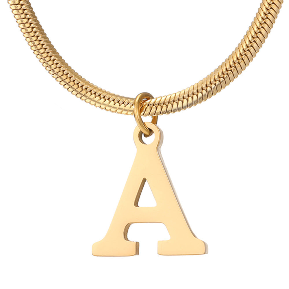 Minimalist A-Z Letter Pendant Necklace For Women Stainless Steel Gold Color Snake Chains Jewelry Birthday Gift