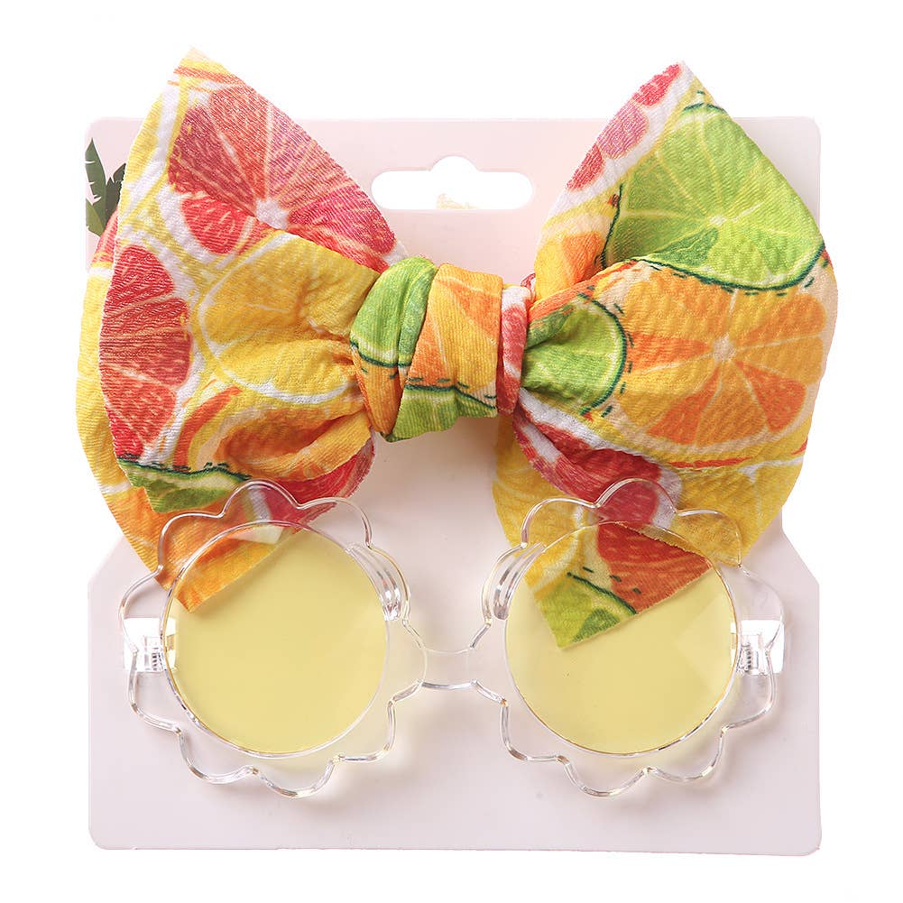 Little Trendy - Strawberry Baby Girl summer sea Sunglasses and floral Headband Set: One Size / 3