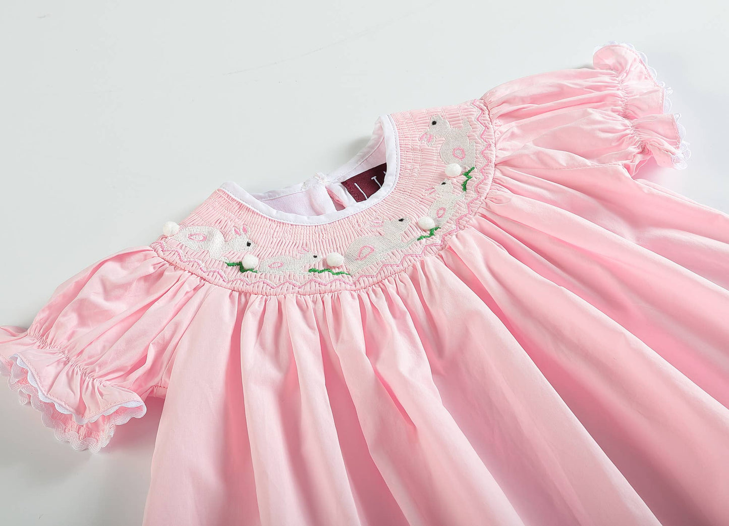 Lil Cactus - Light Pink Easter Bunny Smocked Bishop Dress: