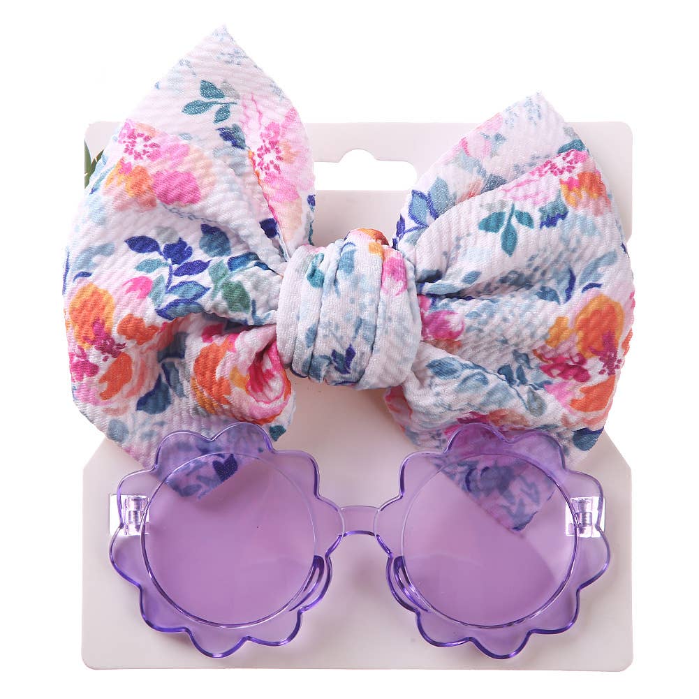 Little Trendy - Strawberry Baby Girl summer sea Sunglasses and floral Headband Set: One Size / 3