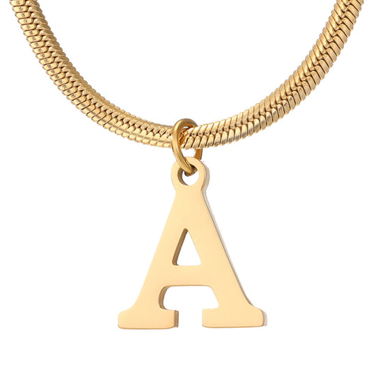 Minimalist A-Z Letter Pendant Necklace For Women Stainless Steel Gold Color Snake Chains Jewelry Birthday Gift