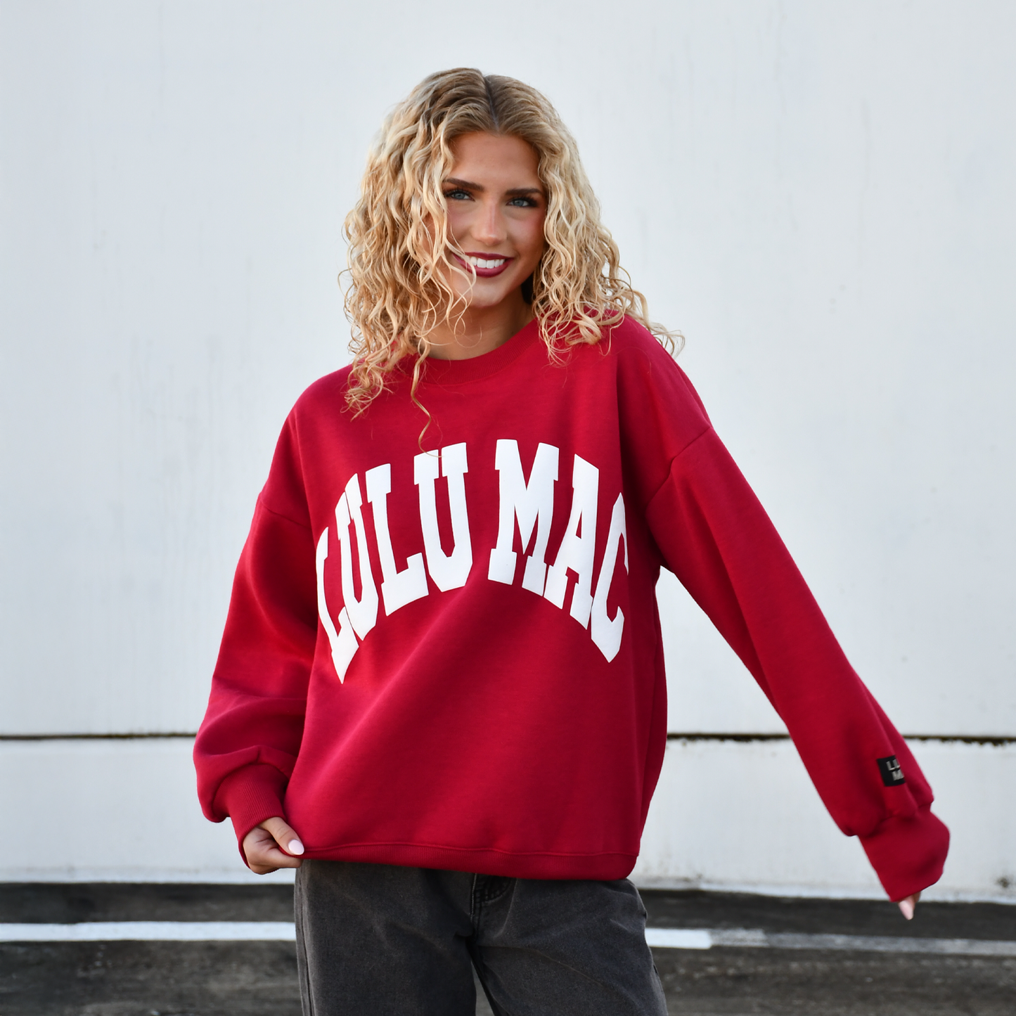 LM-SW-1007 Lulu Mac Sweatshirt Crimson/White - Puff