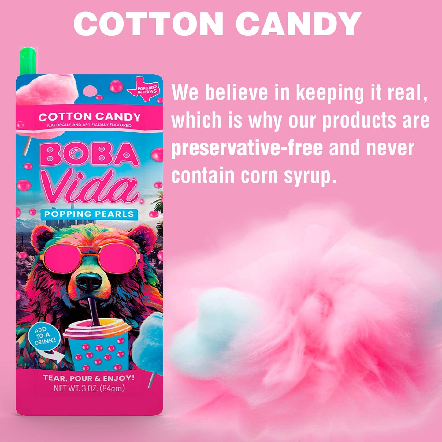 Bobavida Popping Pearls - Cotton Candy Popping Boba (10 pouches)