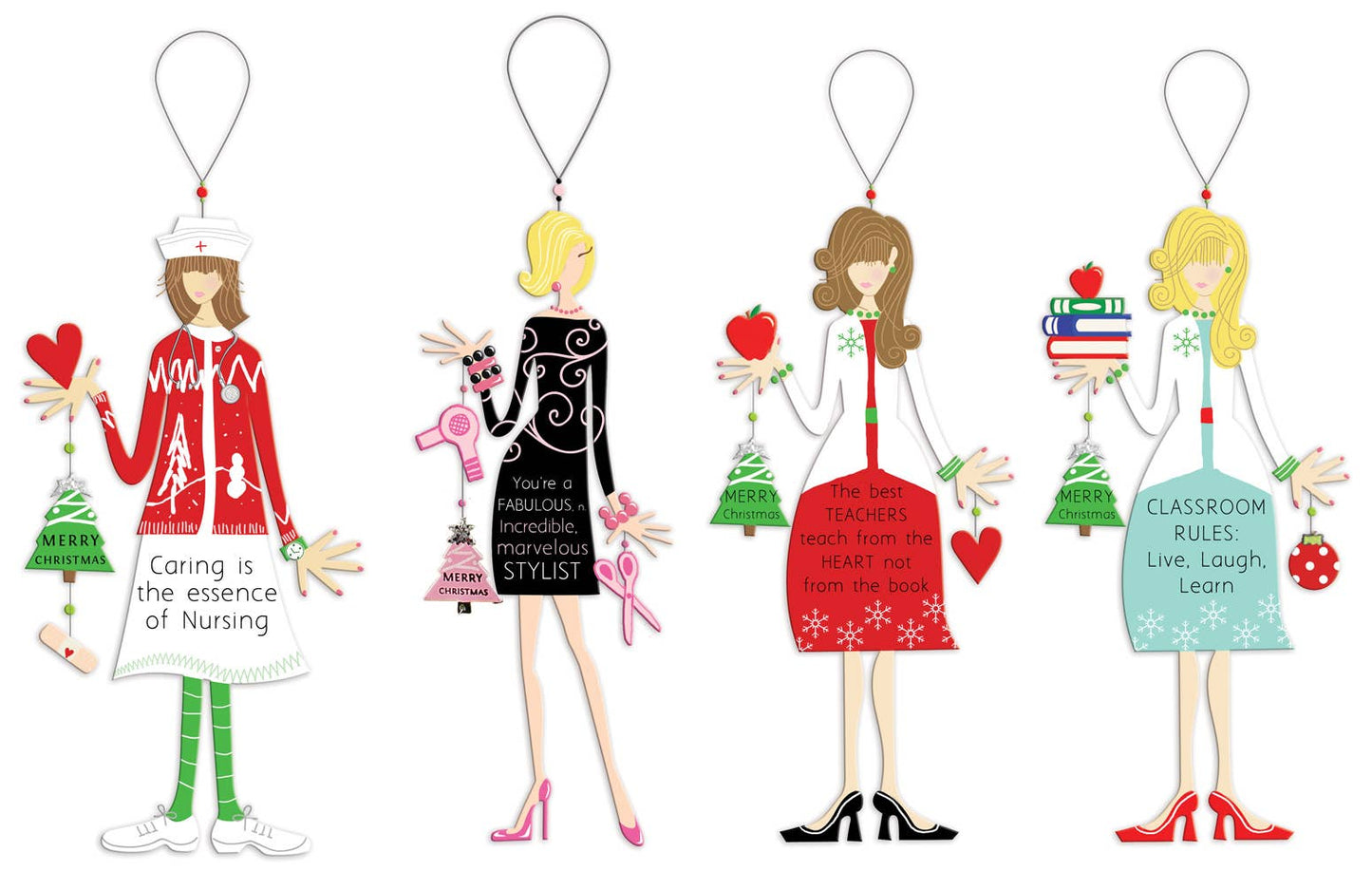 Sunset Vista Designs - Holiday Diva's, Occupation Ornaments 4 Assorted Styles