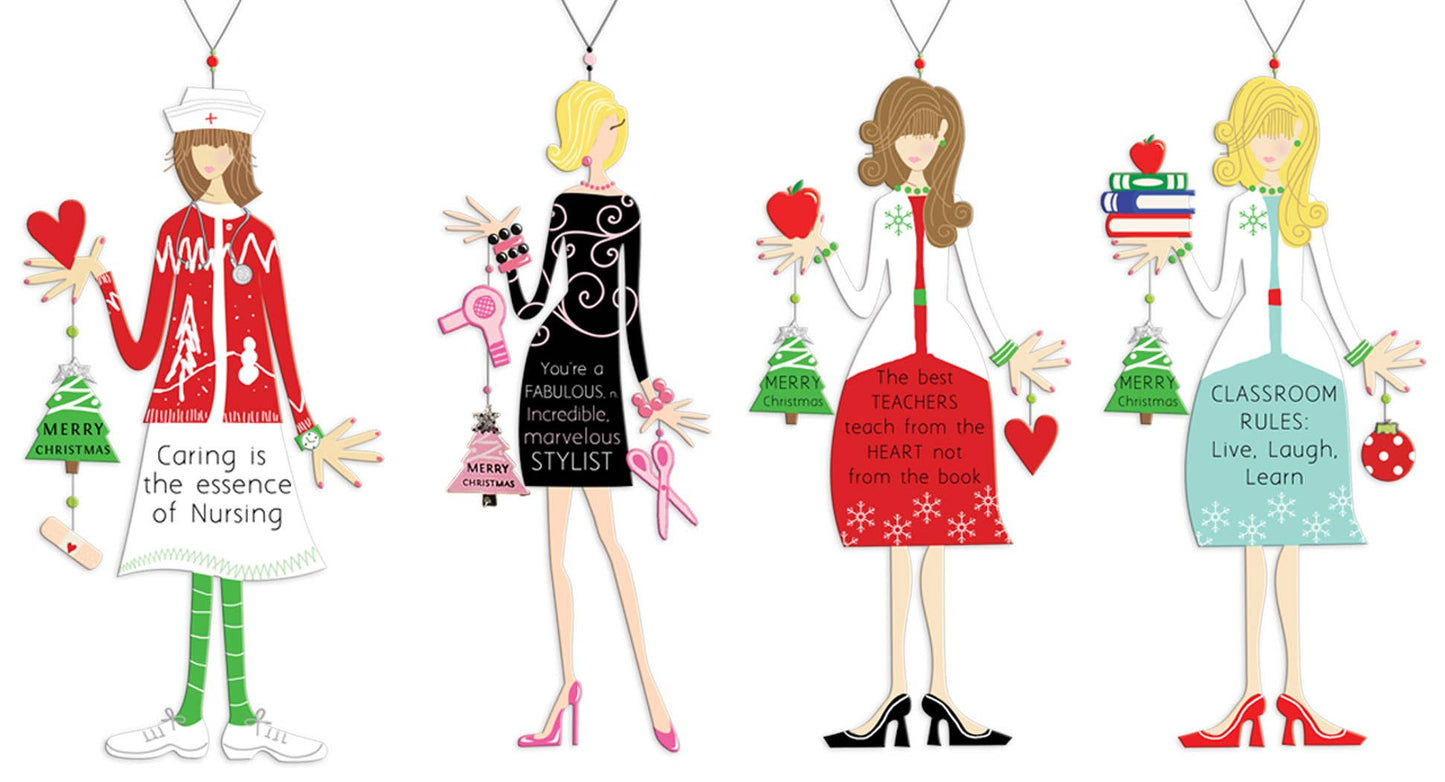 Sunset Vista Designs - Holiday Diva's, Occupation Ornaments 4 Assorted Styles