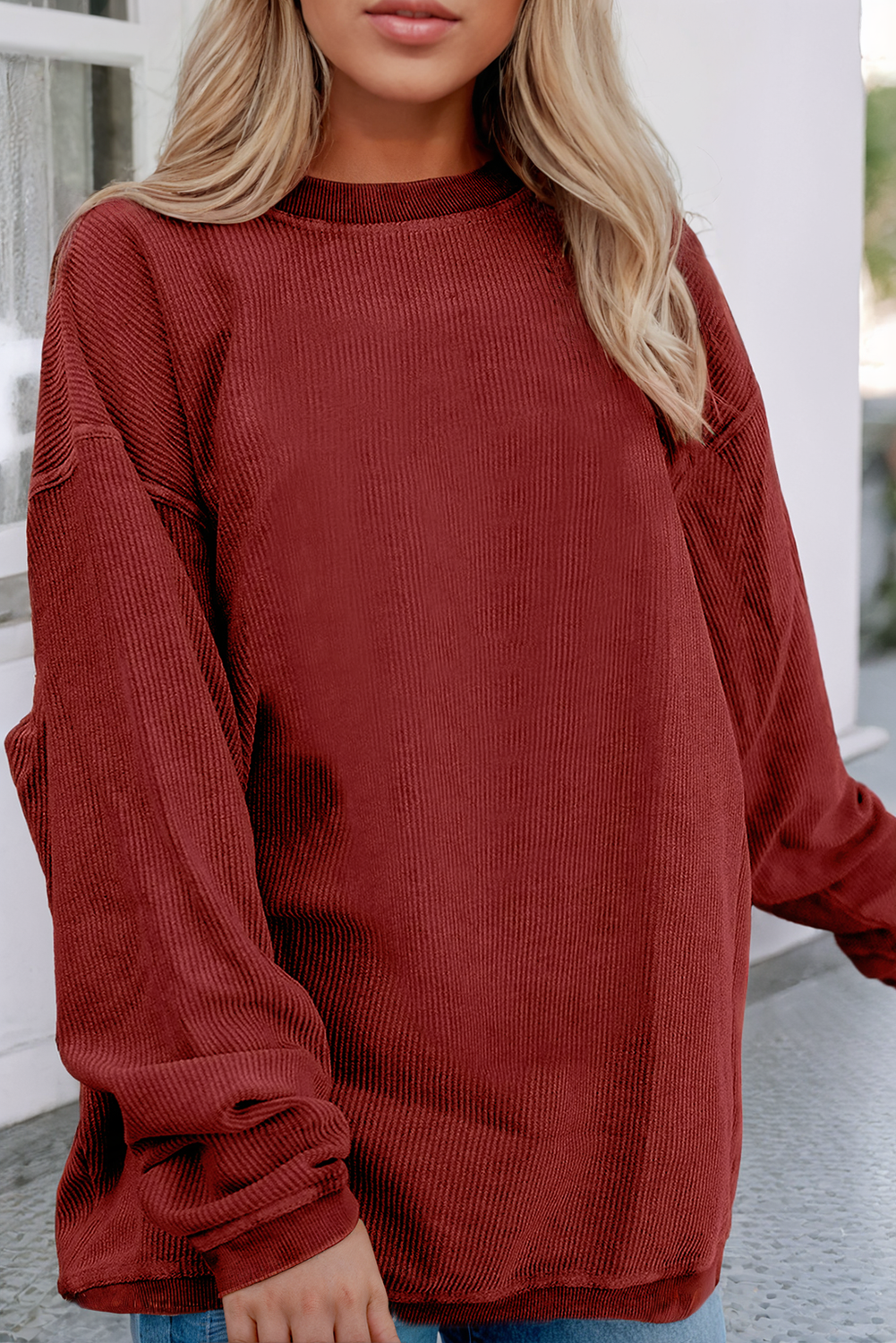 Little Daisy Closet - JOLENE Ribbed Corded Oversized Sweatshirt