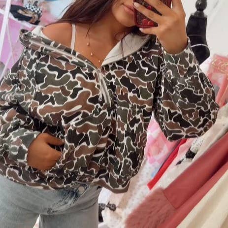 HIDDENBRAND - Duck Camouflage Half Zipper Hoodie