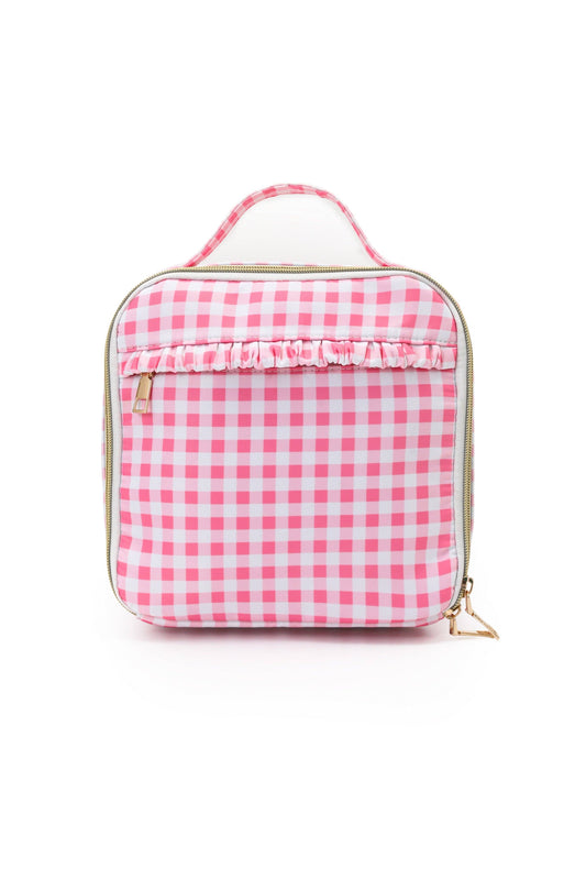 Pink Plaid Ruffle Baby Girls Lunch Boxes Bag