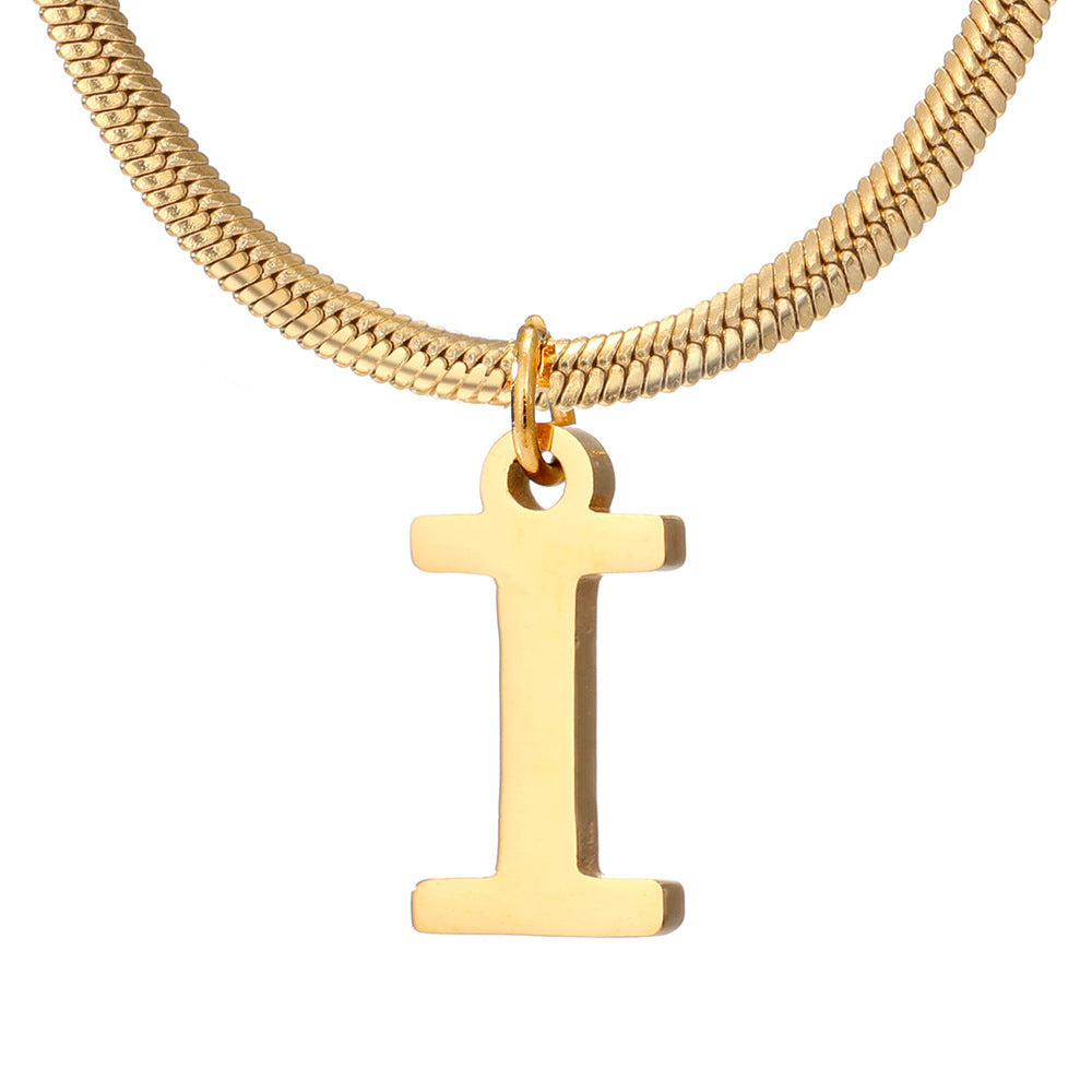 Minimalist A-Z Letter Pendant Necklace For Women Stainless Steel Gold Color Snake Chains Jewelry Birthday Gift