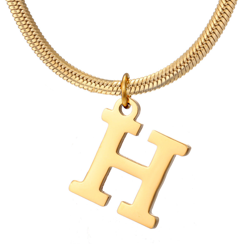 Minimalist A-Z Letter Pendant Necklace For Women Stainless Steel Gold Color Snake Chains Jewelry Birthday Gift