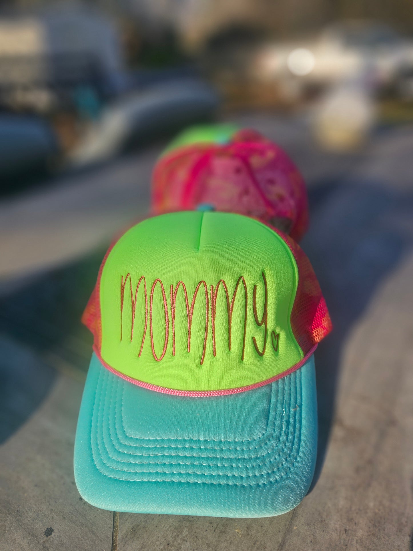 Neon leopard mesh trucker hat
