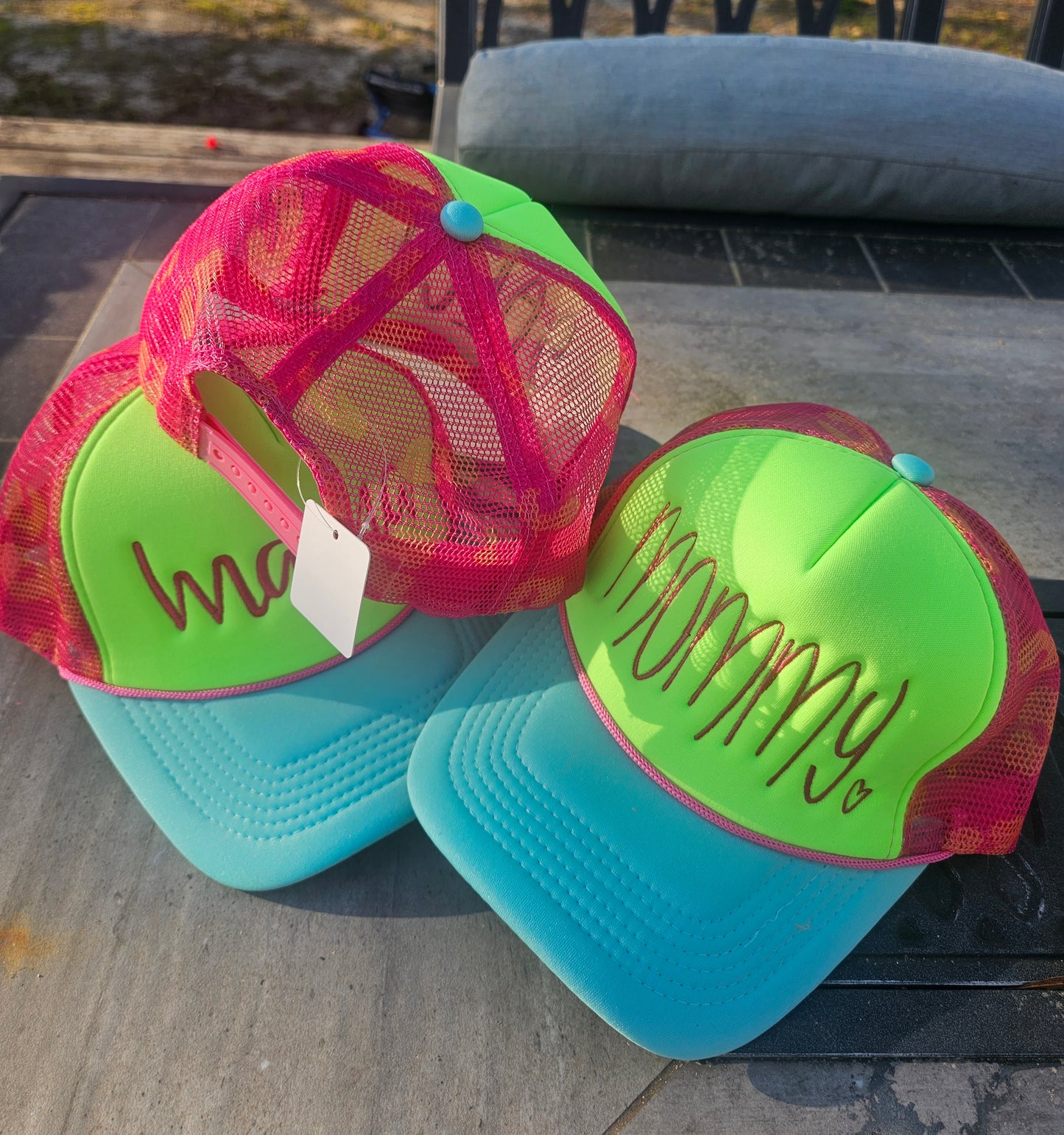 Neon leopard mesh trucker hat