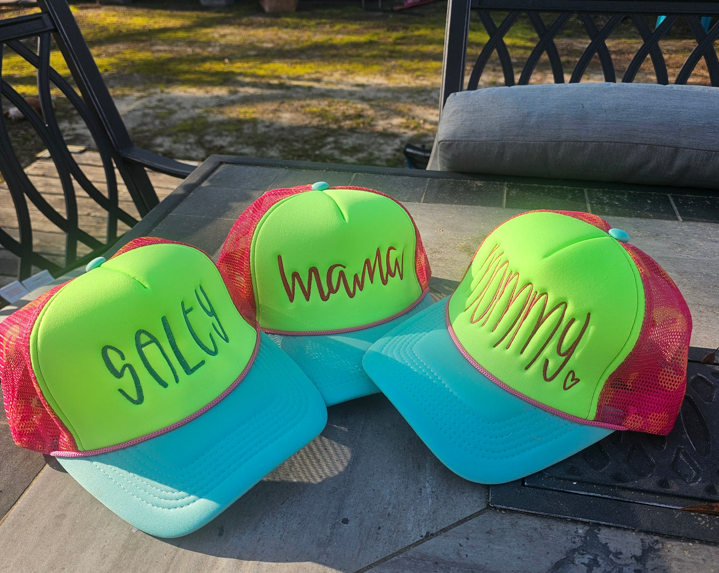 Neon leopard mesh trucker hat