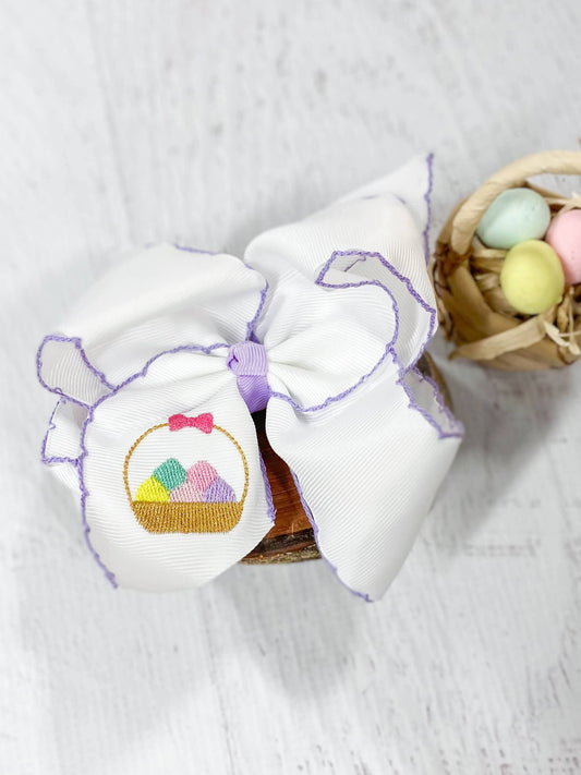 The Hair Bow Company - The Egg Hunt Moonstitch Embroidered Hair Bow