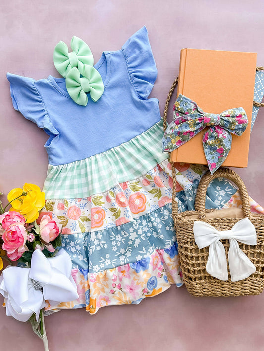 The Hair Bow Company - Periwinkle Tiered Floral Dress: 3T