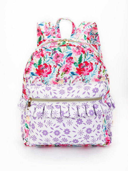 sassy kids palace - Hot Pink Flower Girls Ruffle Backpack